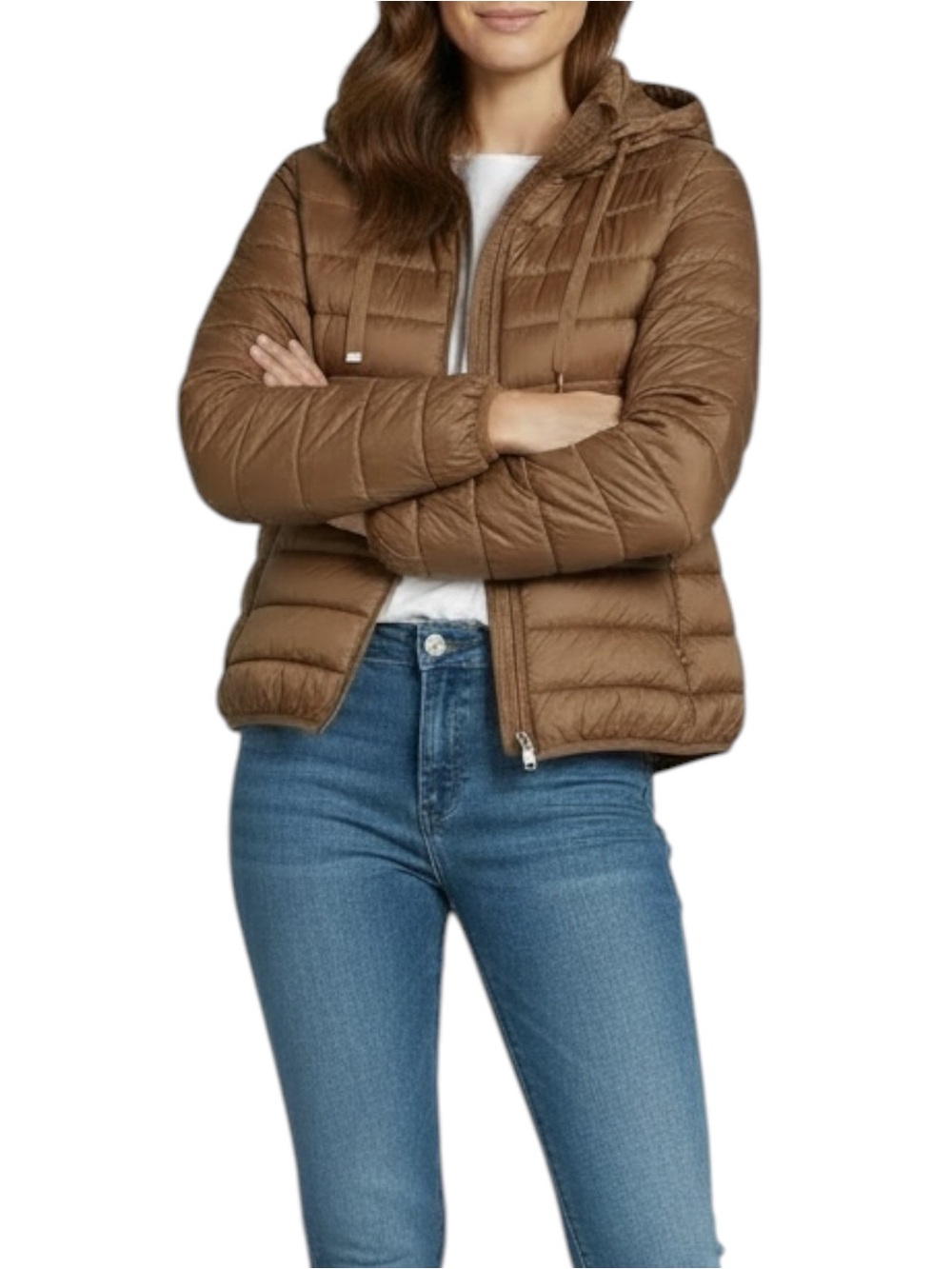 Antonio Melani Chalet Hooded Puffer Full Zip Jacket Camel MA234221 Medium